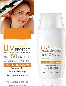 Sunscreen SPF 50 PA+++ Face Moisturiser, Non-Greasy, Lightweight, UVA/UVB High Protection, Anti-Aging, Anti-Shine Cream, Suitable for All Skin Types