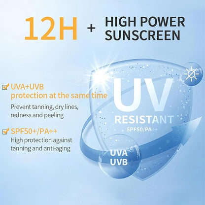 Sunscreen SPF 50 PA+++ Face Moisturiser, Non-Greasy, Lightweight, UVA/UVB High Protection, Anti-Aging, Anti-Shine Cream, Suitable for All Skin Types