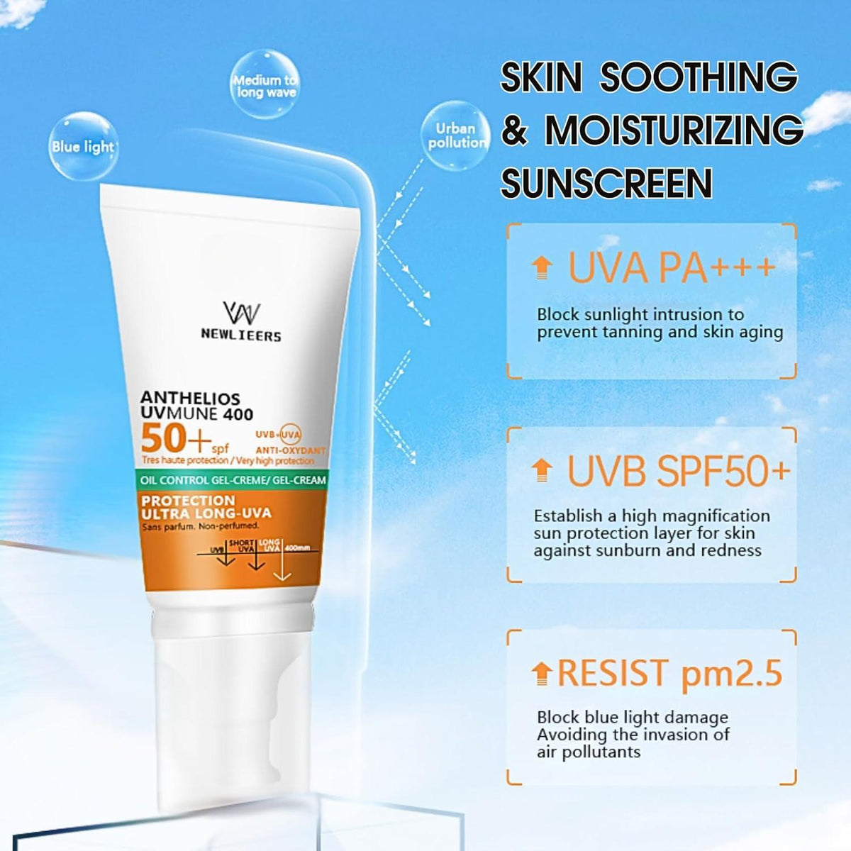 NEWLIEERS Sunscreen - SPF 50+ PA++++ Anthelios UVMune 400 SPF 50+ Hydrating Sunscreen (50ml) (50 ml)