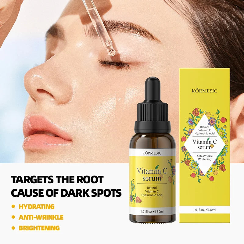 KORMESIC Vitamin C Serum 10% for Face, Brightening Serum, Radiance, Even Skin Tone, Rejuvenation, Hydrating & Skin Elasticity Support, 30ml