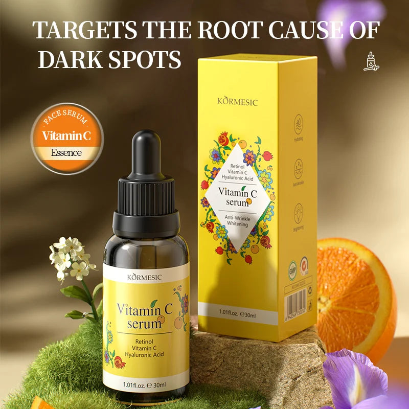 KORMESIC Vitamin C Serum 10% for Face, Brightening Serum, Radiance, Even Skin Tone, Rejuvenation, Hydrating & Skin Elasticity Support, 30ml