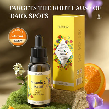 KORMESIC Vitamin C Serum 10% for Face, Brightening Serum, Radiance, Even Skin Tone, Rejuvenation, Hydrating & Skin Elasticity Support, 30ml